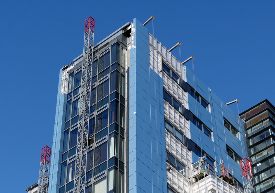 Cladding on high-rise building